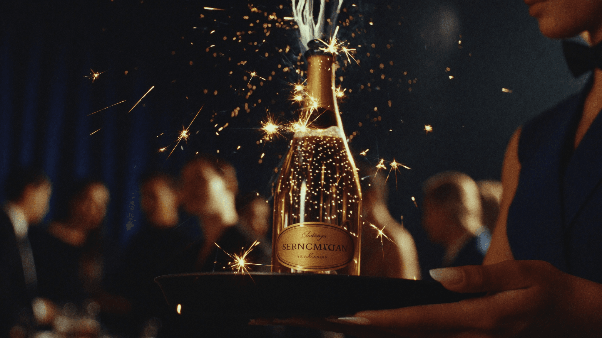 NYX bar — bottle service arriving under gold lighting
